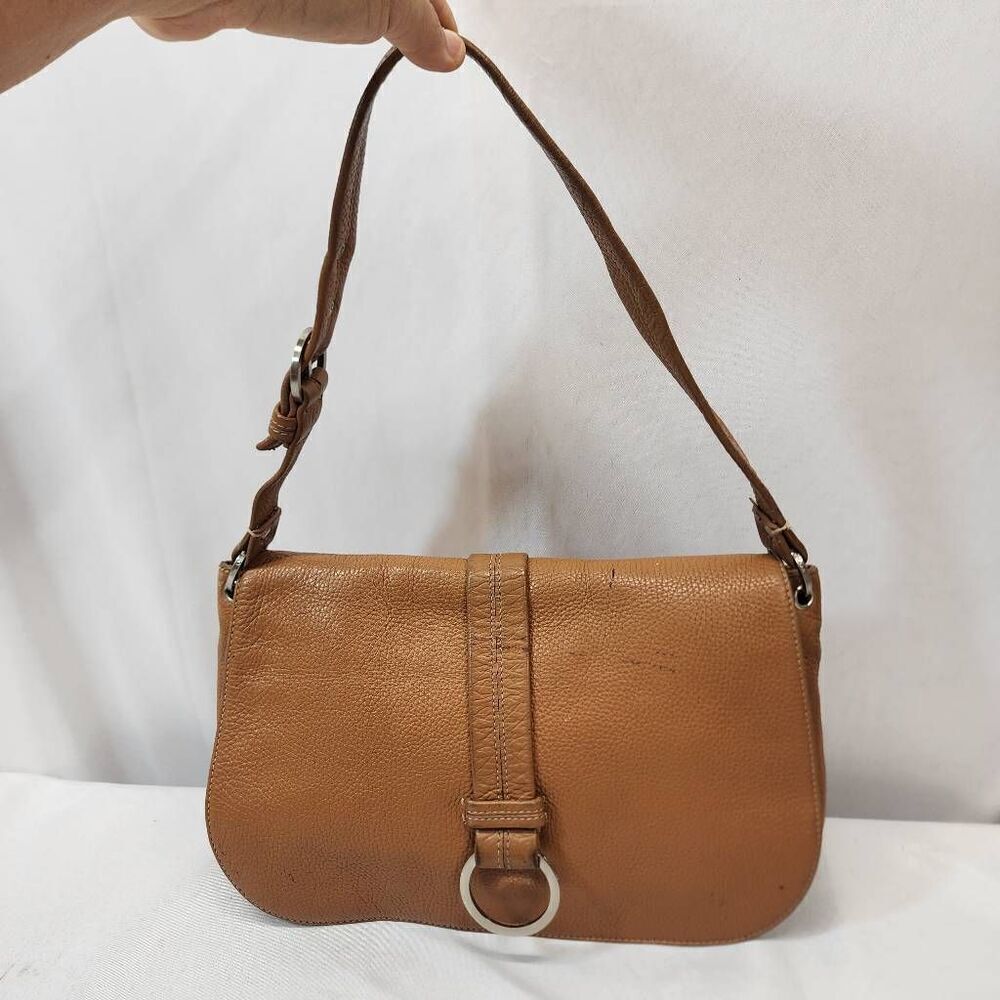 Cole Haan Brown Leather Pebble Grain Shoulder Bag Purse